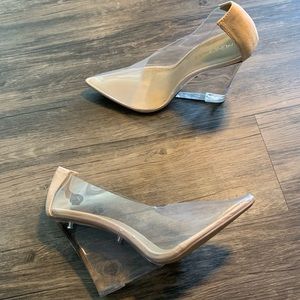 Clear Wedge Pump High Heel NEVER WORN Like New 8